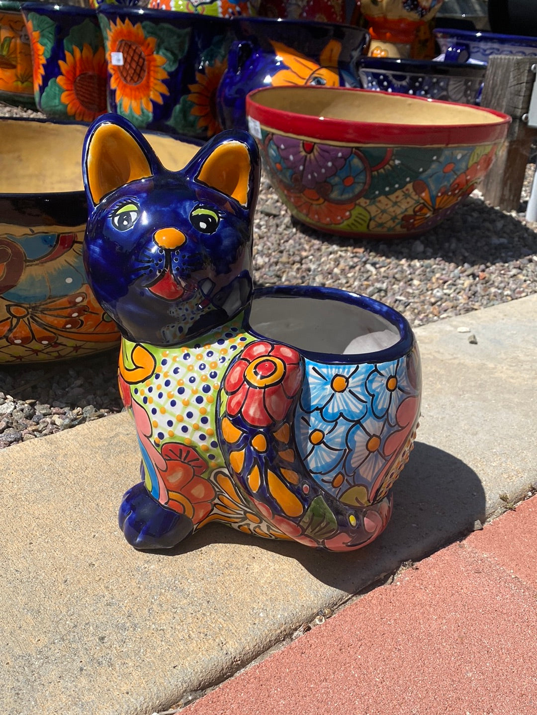 ceramic cat planter pot Talavera Cat Planter Pot – The Madd Potter