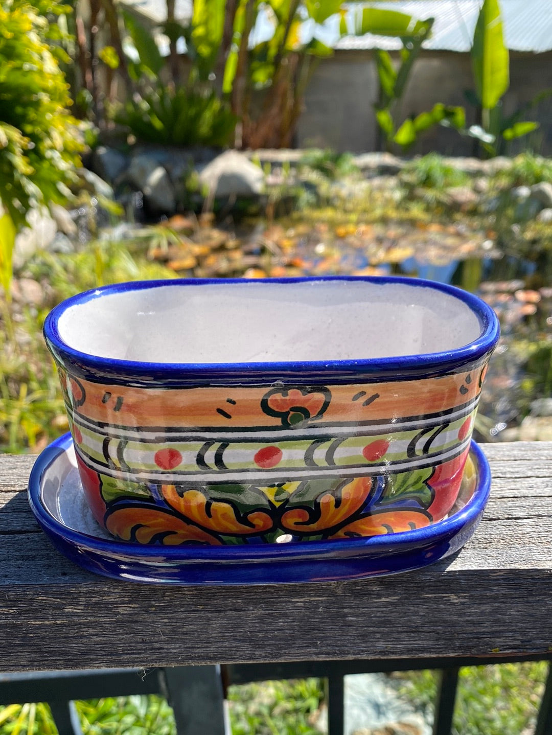 oval plant pot saucers Talavera Oval Mini w/ Saucer Pot – The Madd Potter