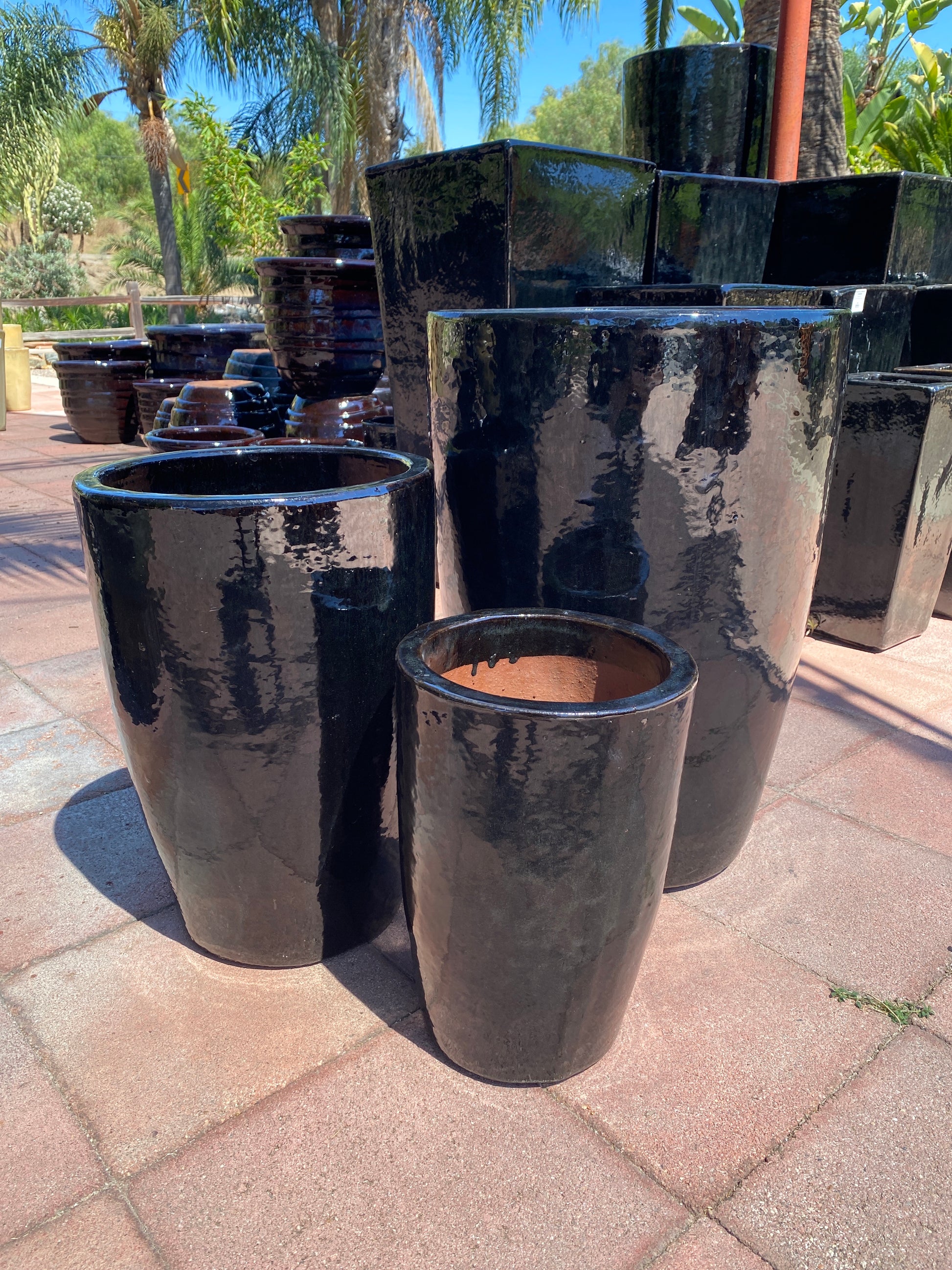 black ceramic plant pots Mendocino Ambergrove Round Planter Pot – The Madd Potter