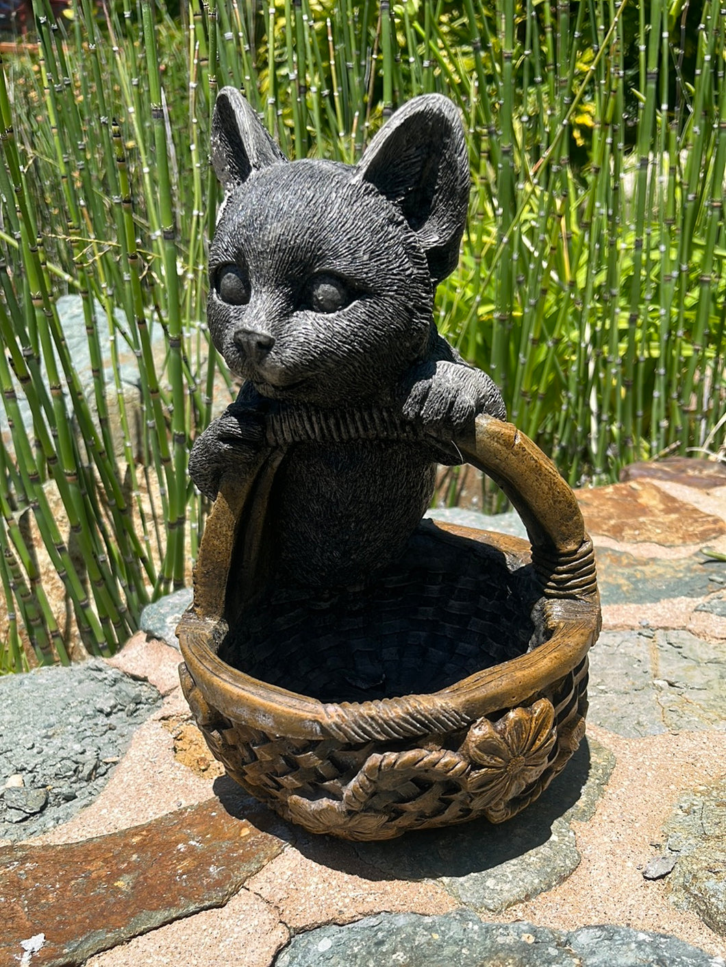Basket Cat Statue